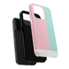 Stylish Tough Phone Case - Pastel Pink and Mint Design