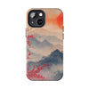 Elegant Cherry Blossom Phone Case - Tough Protection with Scenic Mountain Design