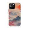 Elegant Cherry Blossom Phone Case - Tough Protection with Scenic Mountain Design