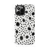 Trendy Tough Phone Case with Black Polka Dots