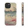 Mountain Blossom Tough Phone Case - Durable Phone Protector with Cherry Blossom and Scenic Design