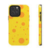 Cheerful Cheese Pattern Tough Phone Case - Vibrant Yellow with Orange Dots