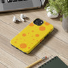 Cheerful Cheese Pattern Tough Phone Case - Vibrant Yellow with Orange Dots