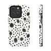 Trendy Tough Phone Case with Black Polka Dots