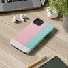 Stylish Tough Phone Case - Pastel Pink and Mint Design