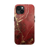 Elegant Red with Gold Veins Tough Phone Case