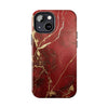 Elegant Red with Gold Veins Tough Phone Case