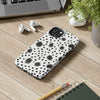 Trendy Tough Phone Case with Black Polka Dots