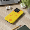 Cheerful Cheese Pattern Tough Phone Case - Vibrant Yellow with Orange Dots