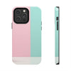 Stylish Tough Phone Case - Pastel Pink and Mint Design