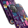 Whimsical Tough Phone Case - Colorful Animal and Floral Design