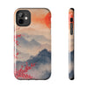 Elegant Cherry Blossom Phone Case - Tough Protection with Scenic Mountain Design