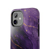 Elegant Purple Marble Tough Phone Case with Gold Accents