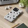 Trendy Tough Phone Case with Black Polka Dots