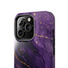 Elegant Purple Marble Tough Phone Case with Gold Accents