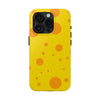 Cheerful Cheese Pattern Tough Phone Case - Vibrant Yellow with Orange Dots