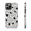 Trendy Tough Phone Case with Black Polka Dots