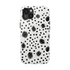 Trendy Tough Phone Case with Black Polka Dots