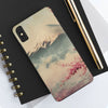 Mountain Blossom Tough Phone Case - Durable Phone Protector with Cherry Blossom and Scenic Design