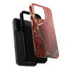 Elegant Red with Gold Veins Tough Phone Case