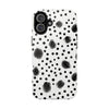 Trendy Tough Phone Case with Black Polka Dots