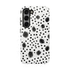 Trendy Tough Phone Case with Black Polka Dots