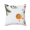 Festive Spun Polyester Square Pillow with Winter Citrus Design