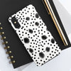 Trendy Tough Phone Case with Black Polka Dots