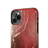 Elegant Red with Gold Veins Tough Phone Case