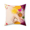 Floral Tea Square Pillow - Vibrant Botanical Design for Cozy Spaces