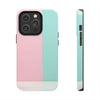 Stylish Tough Phone Case - Pastel Pink and Mint Design