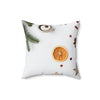 Festive Spun Polyester Square Pillow with Winter Citrus Design