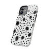 Trendy Tough Phone Case with Black Polka Dots