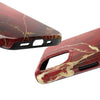 Elegant Red with Gold Veins Tough Phone Case