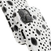 Trendy Tough Phone Case with Black Polka Dots