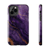 Elegant Purple Marble Tough Phone Case with Gold Accents