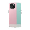 Stylish Tough Phone Case - Pastel Pink and Mint Design