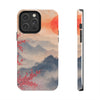 Elegant Cherry Blossom Phone Case - Tough Protection with Scenic Mountain Design