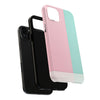 Stylish Tough Phone Case - Pastel Pink and Mint Design