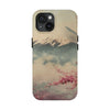 Mountain Blossom Tough Phone Case - Durable Phone Protector with Cherry Blossom and Scenic Design