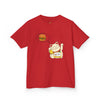 Kids T-Shirt - Funny Cat Sleeping with Burger Dreaming - Perfect Gift for Kids