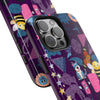 Whimsical Tough Phone Case - Colorful Animal and Floral Design