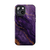 Elegant Purple Marble Tough Phone Case with Gold Accents