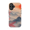 Elegant Cherry Blossom Phone Case - Tough Protection with Scenic Mountain Design