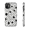 Trendy Tough Phone Case with Black Polka Dots