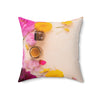 Floral Tea Square Pillow - Vibrant Botanical Design for Cozy Spaces