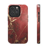 Elegant Red with Gold Veins Tough Phone Case