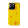 Cheerful Cheese Pattern Tough Phone Case - Vibrant Yellow with Orange Dots