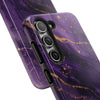 Elegant Purple Marble Tough Phone Case with Gold Accents