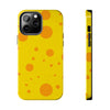 Cheerful Cheese Pattern Tough Phone Case - Vibrant Yellow with Orange Dots